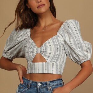 Striped Knot front Short Sleeve Top